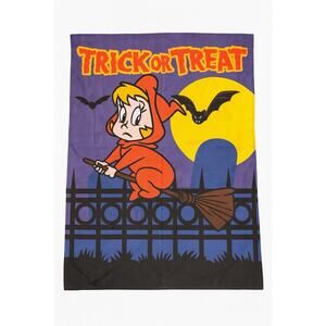 Vintage Casper Wendy Witch Trick or Treat Halloween Fabric Banner Wall Hanging